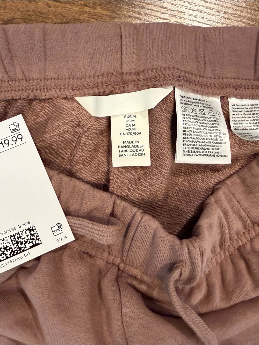 H&M Women's Medium Wide Leg Joggers in Mauve - Lounge Pants -Relaxed Sweatpants